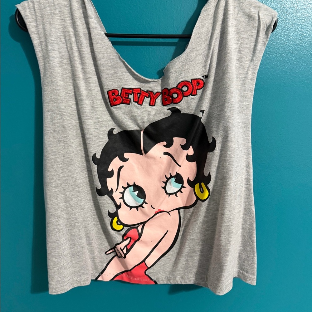 Betty Boop Light Gray Tank with Pink, Black & Yellow Graphic